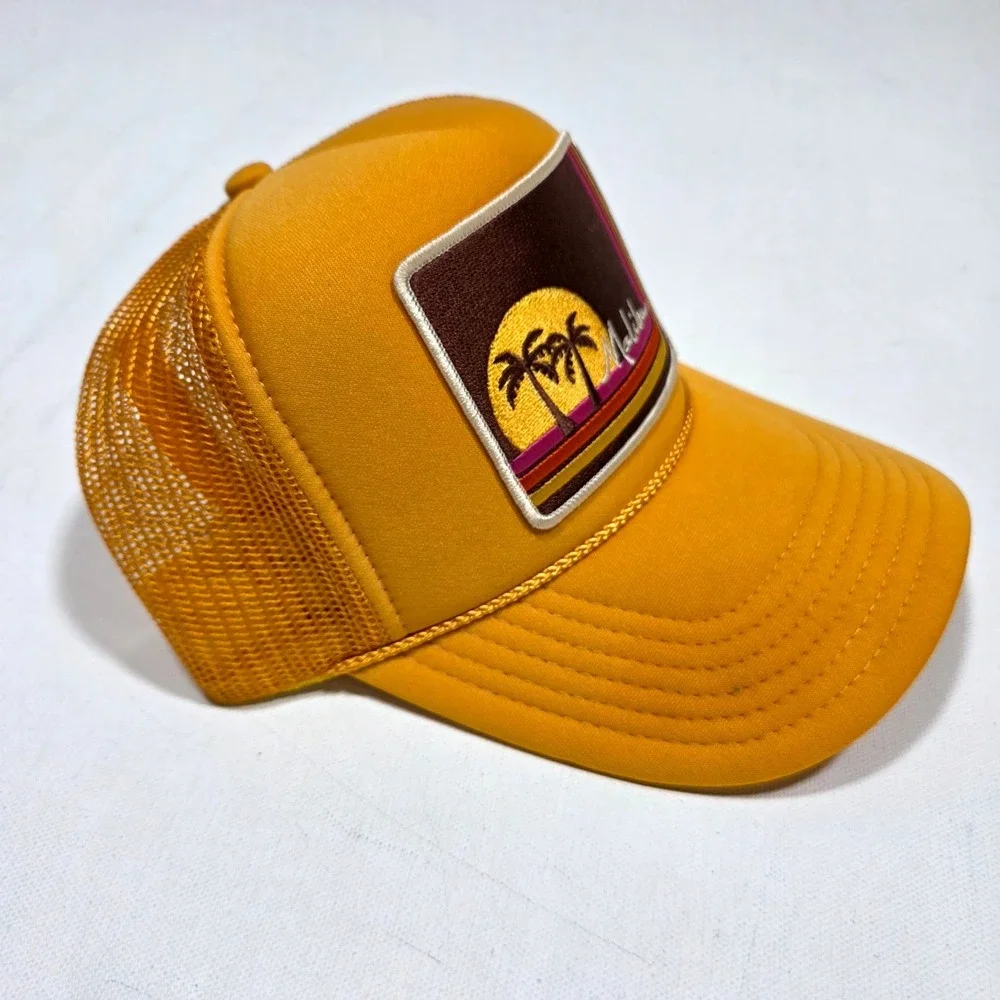 Port Sandz Trucker Hat Surfer Mustard Yellow Malibu Sunset Patch Snapback Mesh